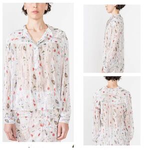 Isabel Marant Etoile 100% Silk Emana Blouse Long Sleeve Ruffled FR 38 US6 Multi